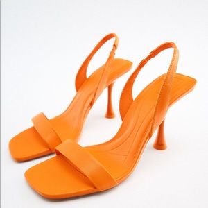 Orange sling back heels sandals